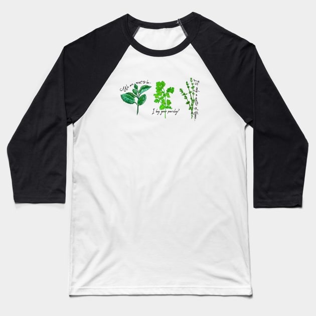 Funny Herbs Baseball T-Shirt by Marike Korting Art
